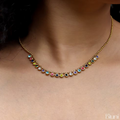 Multi Color Stone Neckchain | Stainless Steel | Anti Tarinish